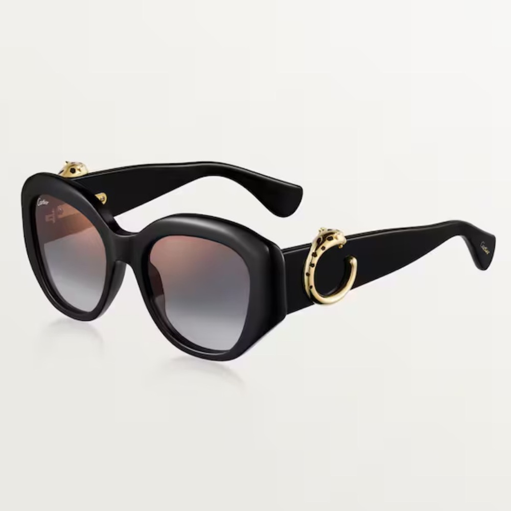 New! Panthere de Cartier Sunglasses CT0502S 001 Black, Authentic